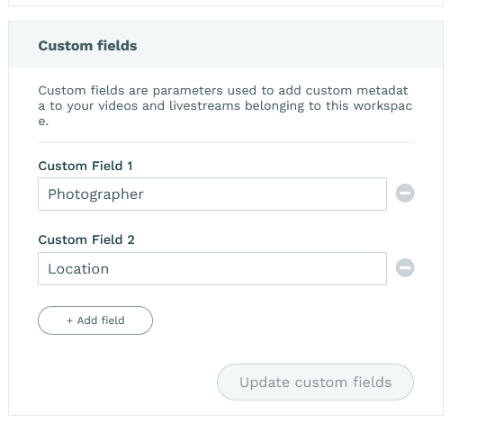 Workspace custom fields